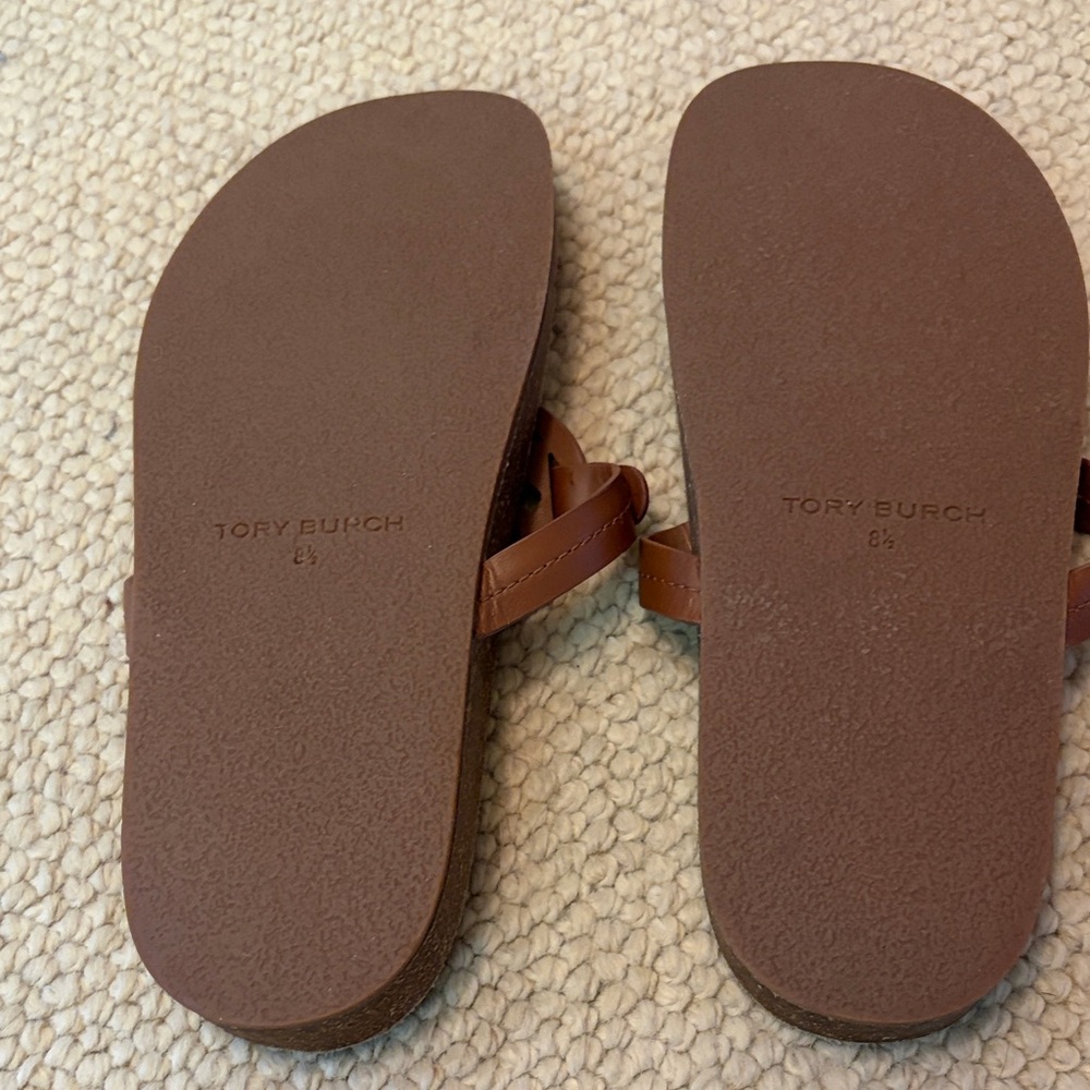 Tory Burch Brown Leather Miller Thong Sandals - Picture 2 of 3